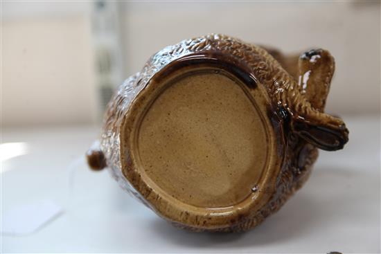 Two French majolica animal shaped jugs, late 19th century, 26.5cm